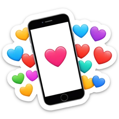  smartphone showing a colorful photo social media post with a heart and image icon sticker