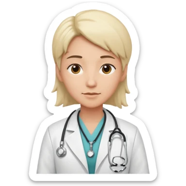 androgynous medium tone skin physician, NO stethoscope around neck sticker