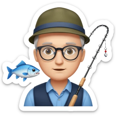 Accountant who wears glasses and loves fishing with fair skin and bold spot no hat sticker