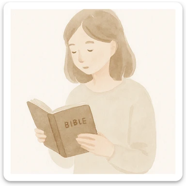 a girl reading the Bible, watercolor art, soft brush strokes, delicate colors, serene mood sticker
