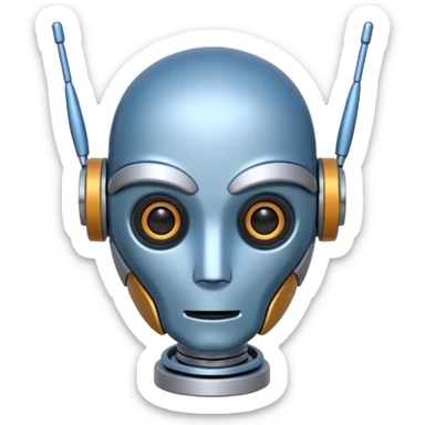 tête de robot cosmonaute bleu et blanc avec une antenne sticker