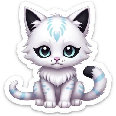 Kawaii dark edgy fantasy pastel ethereal feline fursona animal creature full body sticker