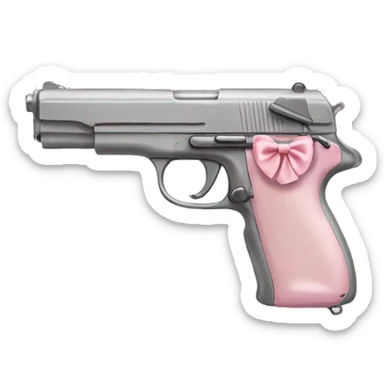 pale pink gun, pale pink bow sticker