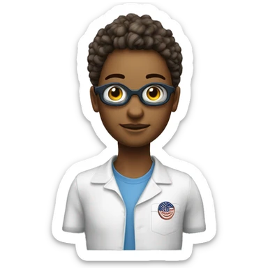 rapariga olhos azuis, cabelo ruivo aloirado, usa oculos redondos, pele branca, é engenheira informatica, avatar 3D sticker