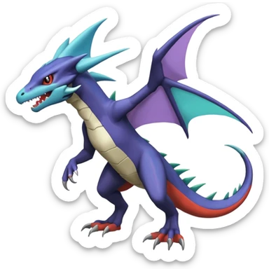 Noivern-Salandit-Latios-Marowak-Garchomp-Fakémon-hybrid-creature (full body)  sticker