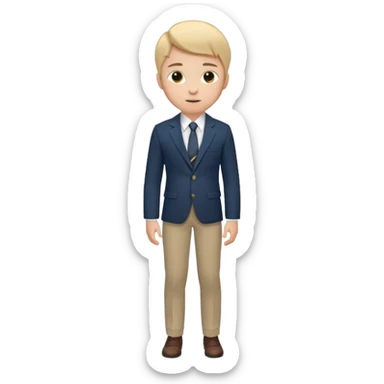 Young man, tailored trousers, a crisp button-down shirt, a blazer, and tie

 sticker