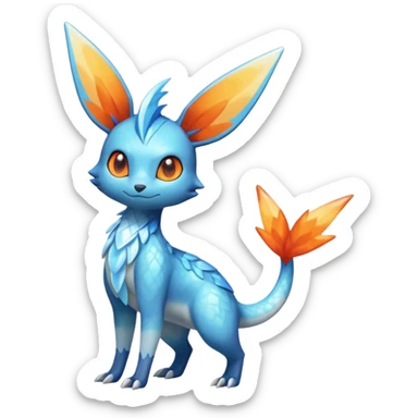 Colorful Shiny Exotic Victini-Salandit-Glaceon-Fakémon-hybrid-creature (full body)  sticker