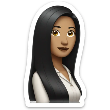 business woman long straight black hair sticker