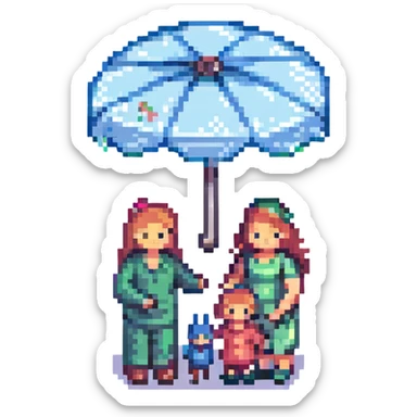 family under an umbrella representing life insurance sticker
