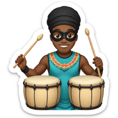 Masked Festival Drummer black man sticker