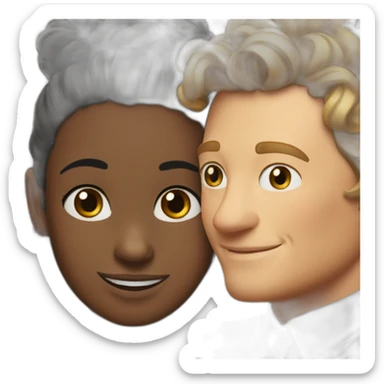 Simon Baker hug a black girl brown eyes and sblack hair in a bun sticker