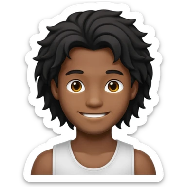 Je veut un garçon qui a des cheveux locks mi long c un renoi il porte un débardeur blanc et qui sourit sticker