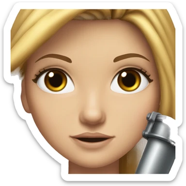 a white girl with brown hair and blonde highlights on the front of her hair with massive eyelashes wearing a crop top and skirt with vanses holding a giant bazooka  sticker