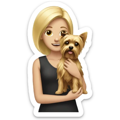 blonde girl with gold yorkshire terrier sticker