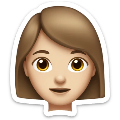 White girl with brown hair, bangs, and freckles sticker