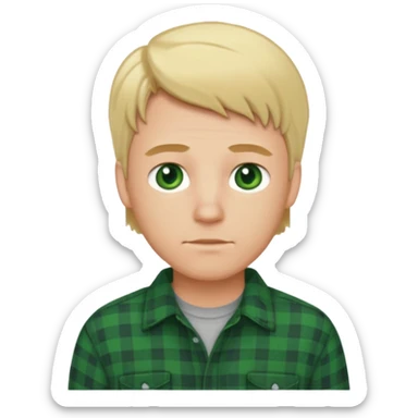Hombre blanco rubio ojos verdes y camisa de franela sticker