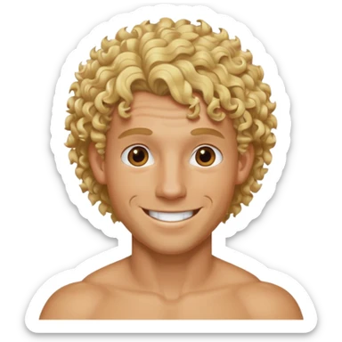 Athletic man with blond curly hair but it is shaved on the side sticker