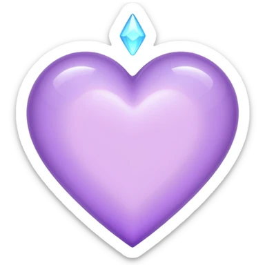 A light purple heart emoji that has the same shape as a normal heart emoji and light reflecting is from the tip of the heart and in straight shape sticker