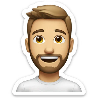 young man face with beard  hearing and approving what he hears, sound wave are entering his ears and he's response is pure happiness  sticker