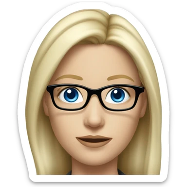 Pretty Caucasian blonde woman with glasses in a suit working, hyper realistic with blue eyes  sticker