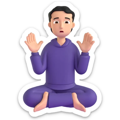 anxious man with hands outstretched in begging position with worried fearful expression sticker