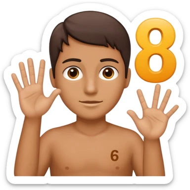 🤷🏻‍♂️ number 6 in left hand and number 7 in the right hand sticker