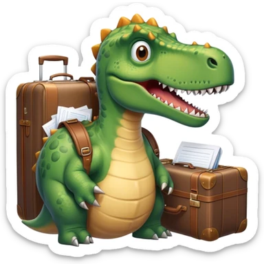 office Dinosaur, a huge luggage full of papers sticker
