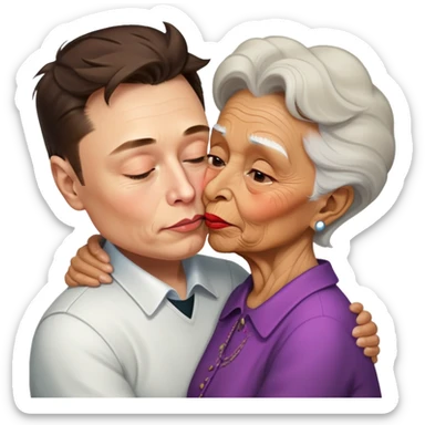 Elon musk kissing tan ugly old woman  sticker