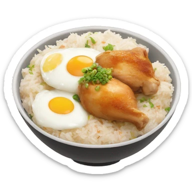 chicken thigh rice bowl with two eggs sticker