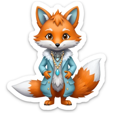 Planted Floaay Floral Icy Snowy Glacial Sparkle Bling-bling Stylish clothed Fox-Numbat-Sergal-Lykoi-hybrid-fusion-animal-creature sticker