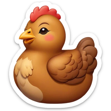 Meme-Worthy Cute Sleeping Brown Chicken Portrait Emoji, Head resting peacefully with a contented smile, showcasing a delightfully compact build and a luxuriously soft brown plumage, eyes shut in a serene, restful nap, Simplified yet hilariously adorable features, highly detailed, glowing with a soft, drowsy light, high shine, relaxed and utterly lovable, stylized with an air of playful laziness, bright and heartwarming, soft glowing outline, capturing the essence of a comically sleepy chicken, so meme-worthy it feels like it could instantly become the next viral sensation of adorable slumber! sticker
