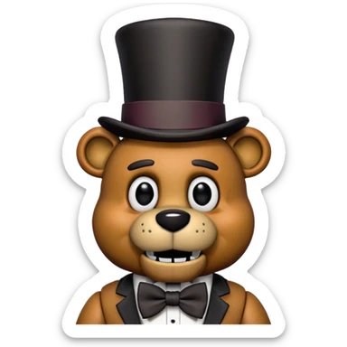 Freddy Fazbear from Five Nights at Freddy's with top hat and bow tie sticker