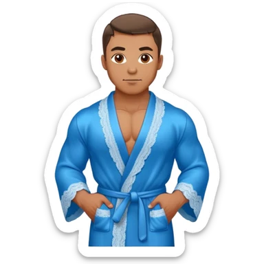 muscular man body silk lace blue robe model sticker