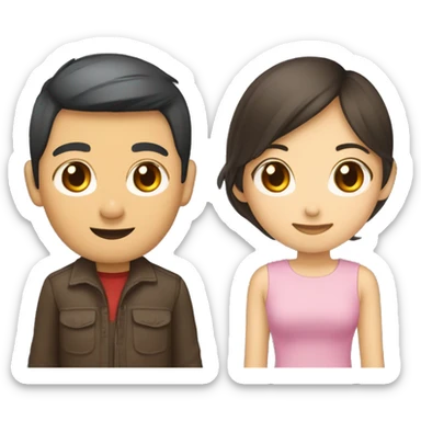 Un chico asiatico y una chica colocha pareja sticker