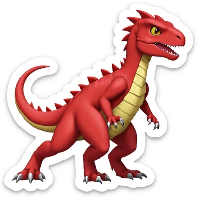  Cool Edgy Maroon Guilmon-Charmeleon-Digimon-Fakemon-Velociraptor full body sticker
