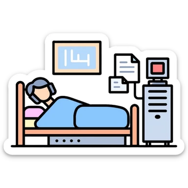 medical sleep lab with patient connected to sleep monitoring equipment for polysomnography sticker