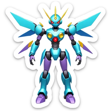 Shiny Futuristic Cool Edgy Fakemon-Pokemon-Digimon-Spectrobes-Medabot-fusion, full body sticker