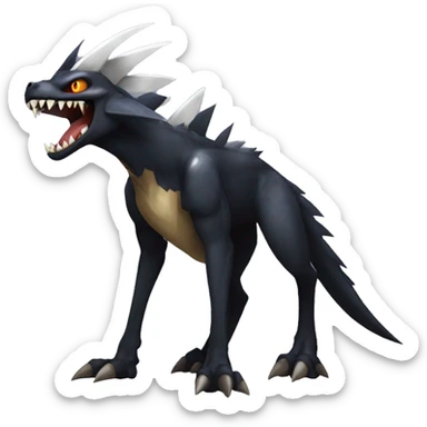 Black Cool Edgy Nargacuga-Garchomp-Houndoom-Sergal Fakémon with Edgy markings,  full body sticker