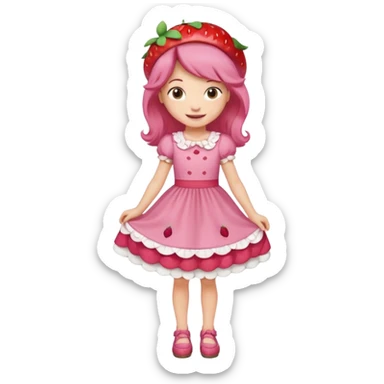 pretty and cute realistic modern day cartoon character strawberry shortcake full body sticker