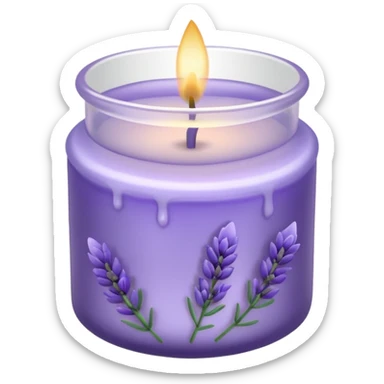 Lavender candle – purple wax in frosted glass jar with lavender flower inside sticker
