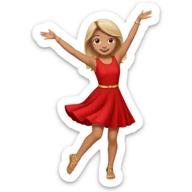 girl dancing with both hands up and one leg bent in sticker