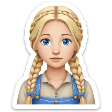 Homesteader girl long blonde braids and blue eyes  sticker