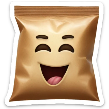 Tea-bag with human flexed arm muscles sticker