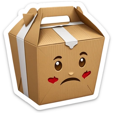 takeout box that looks like it has been in a trash can sticker