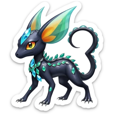Spooky Divine Crystalline Translucent Godly Colorful Translucent Tricky Hot Handsome Meloetta-Salandit-Nargacuga-Pokémon-Fakémon-fusion-hybrid-creature sticker