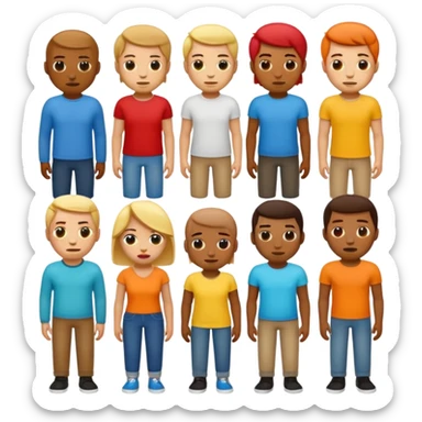 diverse, expressive emoji-style characters representing a creative team with a fun and rebellious vibe called 'unemployd retards' iOS emoji style sticker