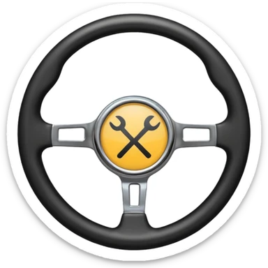 steering wheel with a check mark sticker