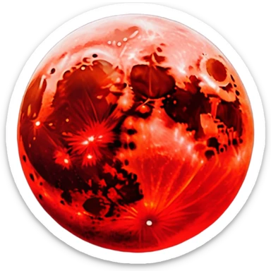 Edgy Black night sky with big Red vibrant neon-crimson-blood-moon Aesthetic scene scenery full picture  sticker