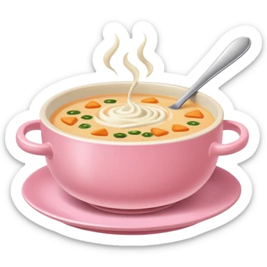 yummy soup in pink bowl sticker