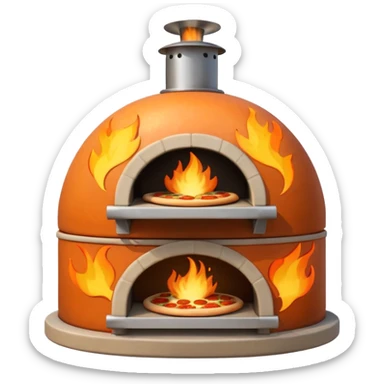 Gozney Dome outdoor pizza oven, simplified cute emoji style, with fire inside sticker